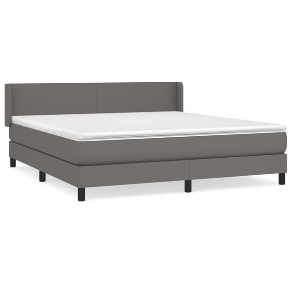vidaXL Sommier &agrave; lattes de lit avec matelas Gris 180x200 cm Similicuir