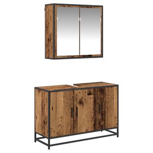 vidaXL Ensemble de mobilier de salle de bain 2 pcs Bois Ancien