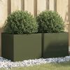vidaXL Jardini&egrave;res 2 pcs vert olive 42x40x39 cm acier