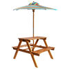 vidaXL Table &agrave; pique-nique et parasol enfants 79x90x60cm Acacia solide