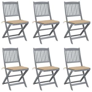 vidaXL Chaises pliantes 6 pi&egrave;ces avec coussins en bois d'acacia massif