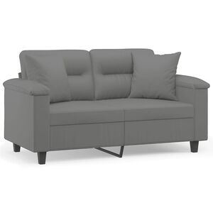 vidaXL Canap&eacute; 2 places avec oreillers gris fonc&eacute; 120 cm