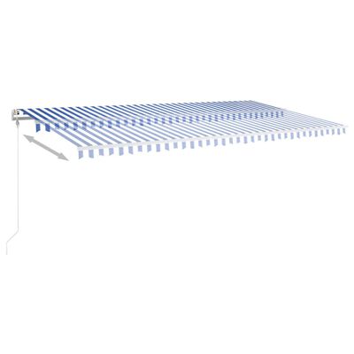 vidaXL Auvent manuel rétractable avec poteaux 6x3,5 m Bleu et blanc