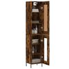 vidaXL Buffet haut Ch&ecirc;ne fum&eacute; 34,5x34x180 cm Bois d'ing&eacute;nierie