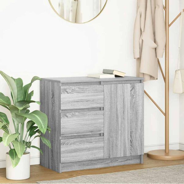 vidaXL Buffet avec tiroir sonoma gris 71x35x65 cm bois d'ingénierie