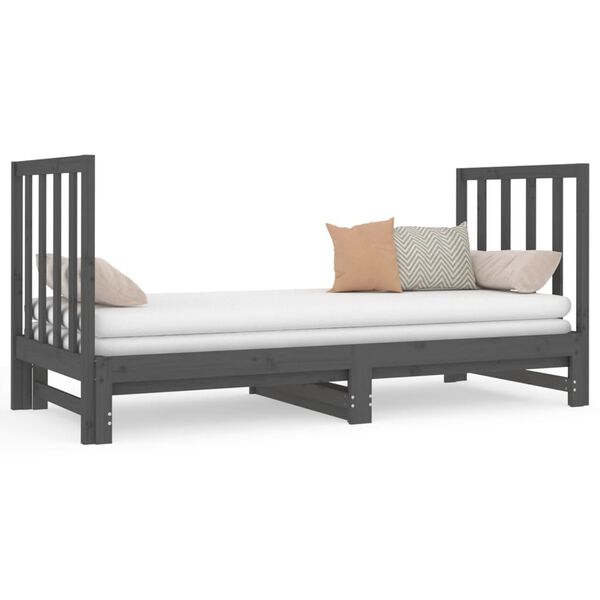 vidaXL Lit coulissant sans matelas gris 2x(90x190) cm