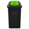 vidaXL Poubelle avec couvercle pivotant 60 L Noir et vert