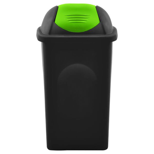 vidaXL Poubelle avec couvercle pivotant 60 L Noir et vert