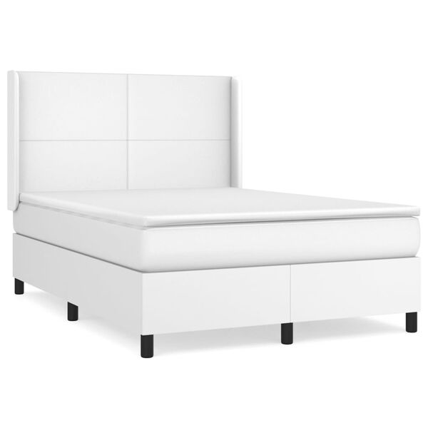 vidaXL Sommier &agrave; lattes de lit avec matelas Blanc 140x200cm Similicuir