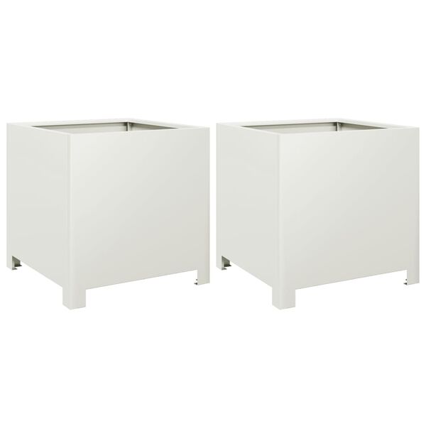 vidaXL Jardini&egrave;res 2 pcs blanc 40x40x40 cm acier