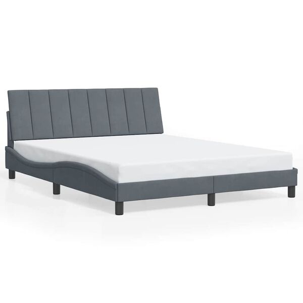 vidaXL Cadre de lit sans matelas Hanko gris fonc&eacute; 160x200 cm velours