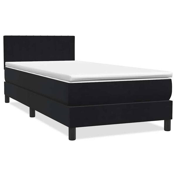 vidaXL Sommier &agrave; lattes de lit avec matelas et LED noir 100x220 cm velours