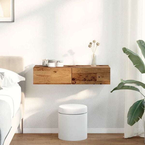 vidaXL &Eacute;tag&egrave;re murale avec tiroirs vieux bois bois d'ing&eacute;nierie