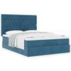 vidaXL Cadre de lit ottoman avec matelas bleu fonc&eacute; 140x190 cm velours