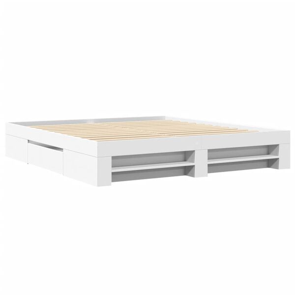 vidaXL Cadre de lit sans matelas blanc 180x200 cm bois d'ing&eacute;nierie