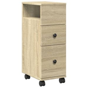 vidaXL Meuble &eacute;troit de salle de bain &agrave; roulettes ch&ecirc;ne sonoma