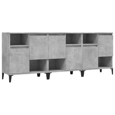 vidaXL Buffets 3 pcs gris béton 60x35x70 cm bois d'ingénierie