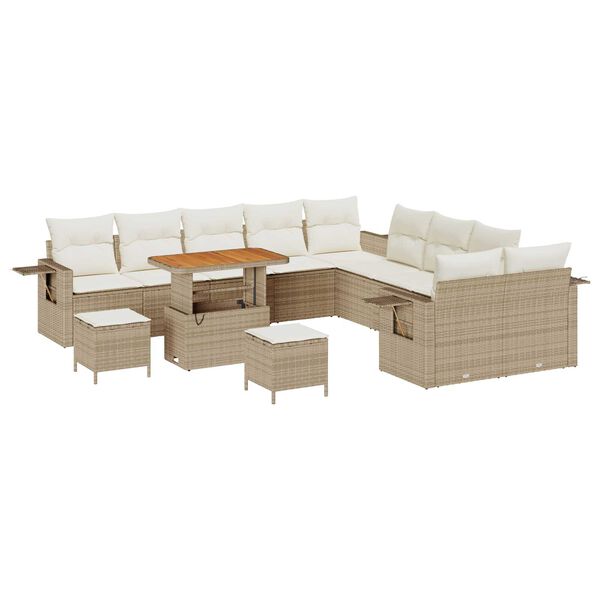 vidaXL Ensemble de canap&eacute; de jardin 13 pcs Beige polyrotin
