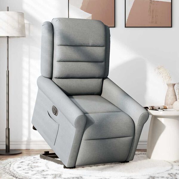vidaXL Fauteuil inclinable &eacute;lectrique gris clair tissu