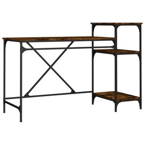 vidaXL Bureau et &eacute;tag&egrave;res ch&ecirc;ne fum&eacute; 135x50x90cm bois d'ing&eacute;nierie/fer