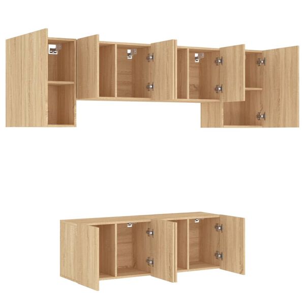 vidaXL Unit&eacute;s murales TV 6 pcs ch&ecirc;ne sonoma bois d'ing&eacute;nierie