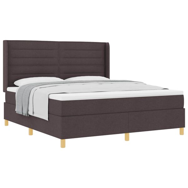 vidaXL Lit &agrave; ressorts avec matelas Marron fonc&eacute; 180 x 200 cm tissu