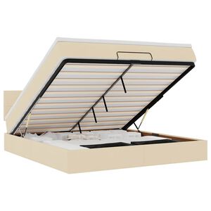 VidaXL Cadre de lit ottoman avec matelas cr&egrave;me 160x200 cm tissu