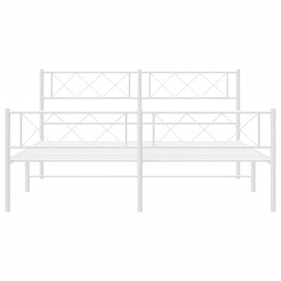 vidaXL Cadre de lit métal sans matelas et pied de lit blanc 160x200 cm