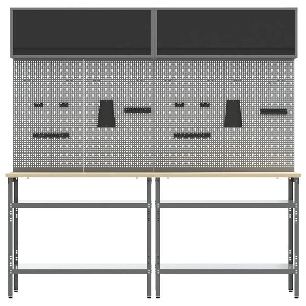 vidaXL Ensemble d'&eacute;tabli 8 pcs Noir et gris Acier enduit de poudre