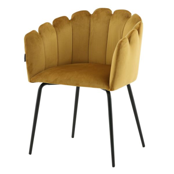 Venture Home Chaise &agrave; d&icirc;ner Limhamn Velours Noir et jaune