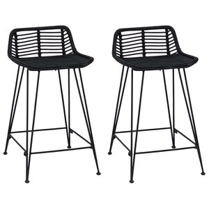 vidaXL Tabouret de bar 2 pc Noir 44 x 45 x 76 cm Rattan et Acier