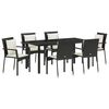 vidaXL Ensemble de salle &agrave; manger pour jardin 7 pcs Noir polyrotin