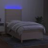vidaXL Sommier &agrave; lattes de lit et matelas et LED Cr&egrave;me 90x190 cm Tissu