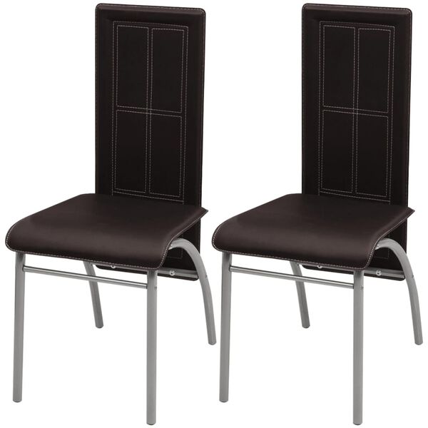 vidaXL Chaises &agrave; manger lot de 2 marron similicuir