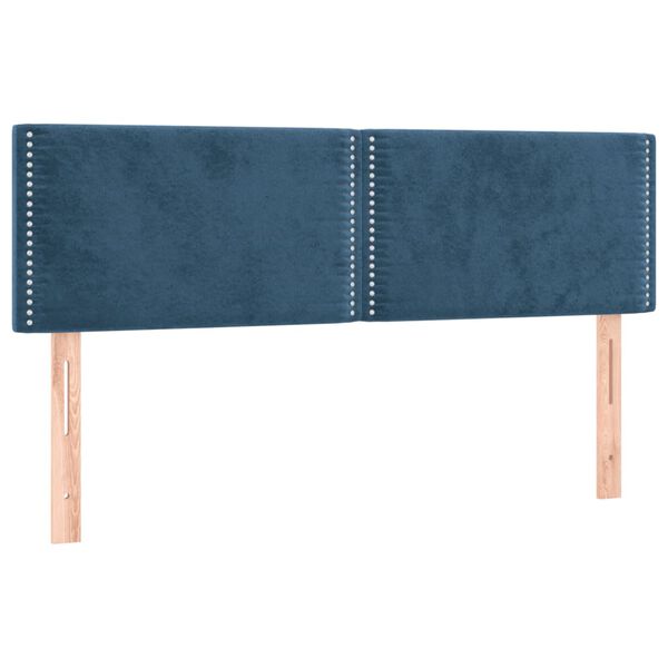vidaXL T&ecirc;te de lit &agrave; LED Bleu fonc&eacute; 144x5x78/88 cm Velours