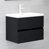 vidaXL Ensemble de meubles de salle de bain Noir Bois d'ing&eacute;nierie