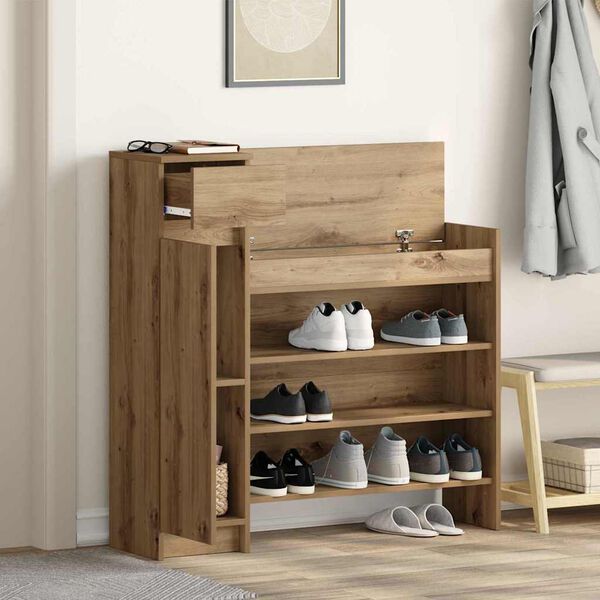vidaXL Cabinet &agrave; chaussures Ch&ecirc;ne artisanal 100,5 x 28 x 100 cm