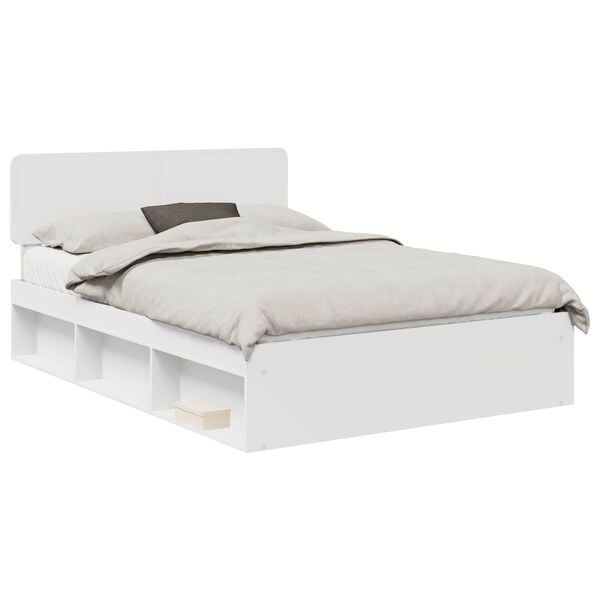 vidaXL Cadre de lit avec t&ecirc;te de lit Blanc 140 x 190 cm Pin massif