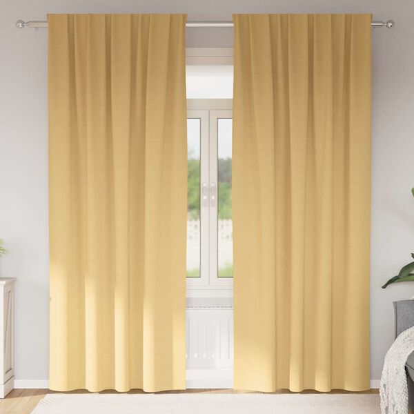 vidaXL Rideaux occultants avec anneaux 2 pcs Beige 260 x 140 cm