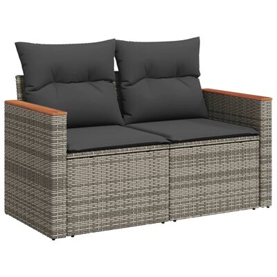 vidaXL Salon de jardin 6 pcs avec coussins gris résine tressée