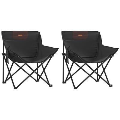 vidaXL Chaise de camping avec poche pliable lot de 2 noir