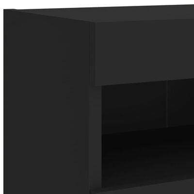 vidaXL Unités murales TV avec LED 4 pcs noir bois d'ingénierie