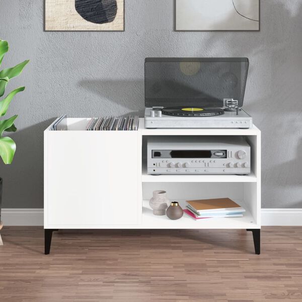 vidaXL Armoire &agrave; disques blanc 84,5x38x48 cm bois d'ing&eacute;nierie