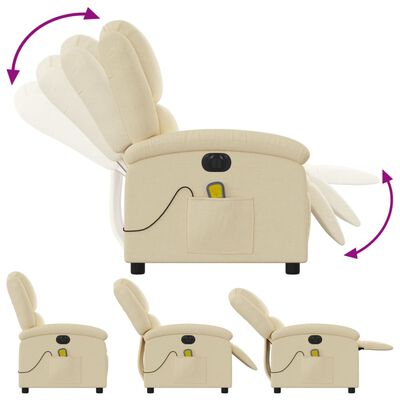 vidaXL Fauteuil inclinable de massage électrique crème tissu