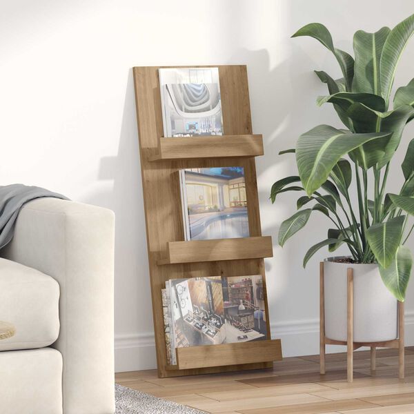 vidaXL &Eacute;tag&egrave;re &agrave; magazines Ch&ecirc;ne artisanal 43 x 11 x 102 cm