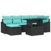 vidaXL Ensemble de Canap&eacute;s 7 pc Noir et Bleu Poly rotin