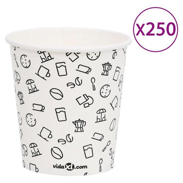 vidaXL Tasses &agrave; caf&eacute; en papier 200 ml 250 pcs Blanc et noir