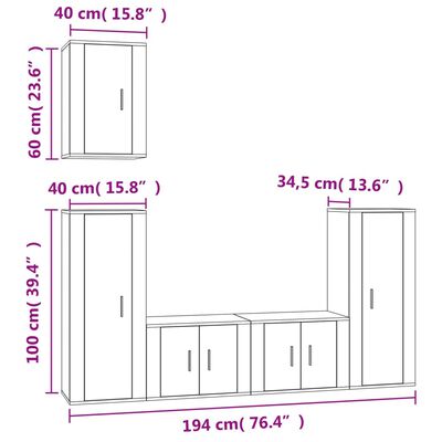 vidaXL Ensemble de meubles TV 5 pcs Chêne marron Bois d'ingénierie