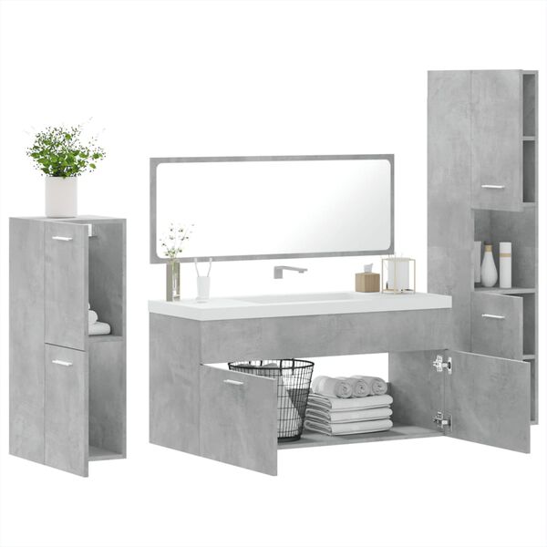 vidaXL Ensemble de meubles de salle de bain 4 pcs gris b&eacute;ton