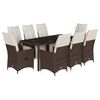 vidaXL Ensemble de bistro de jardin 9 pcs coussins marron poly rotin